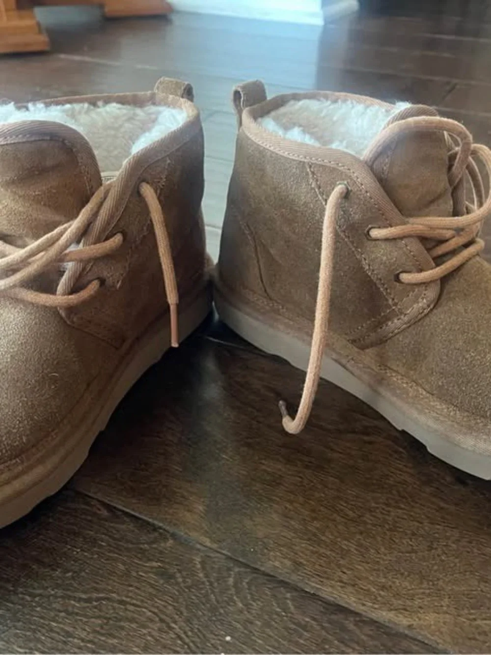 UGG Kids Suede Lace-Up Boots in Chestnut Brown